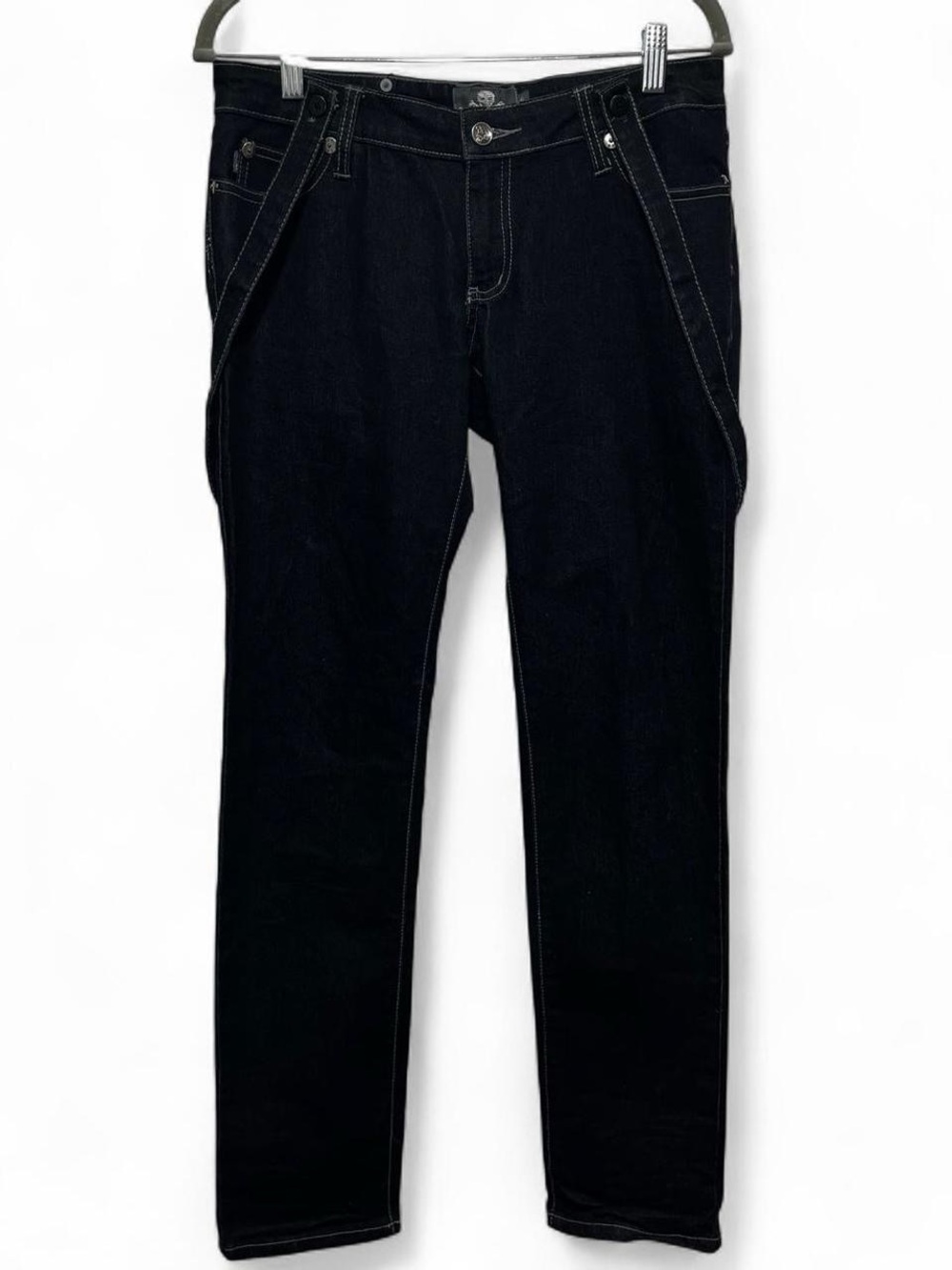 Royal Bones Black Slim Straight Jeans with Contrast Stitching